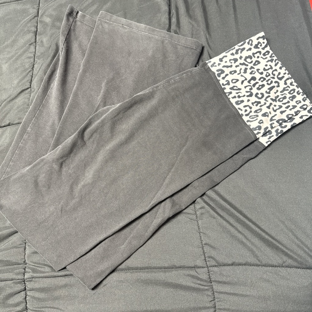 Victoria's Secret Gray Pants with Leopard Print Waistband